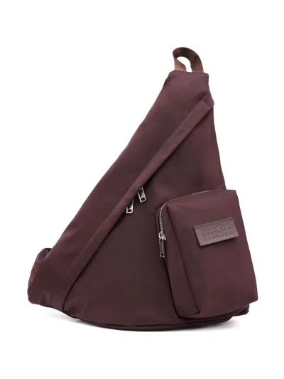 Mm6 Maison Margiela Numeric-patch Sling Bag In Burgundy