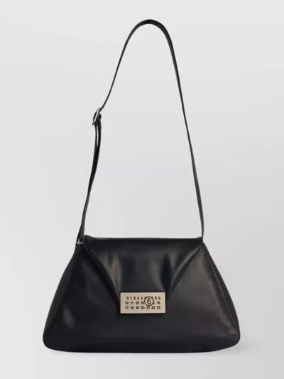 Mm6 Maison Margiela 'numeric' Rectangular Leather Crossbody Bag In Black