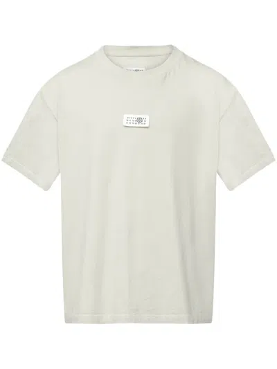 Mm6 Maison Margiela Numeric Signature Cotton T-shirt In Verde