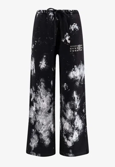 Mm6 Maison Margiela Numeric Signature Embroidery Track Pants In Black