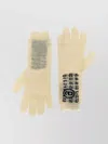 Mm6 Maison Margiela Numeric Signature Gloves Featuring Graphic Print In Neutral