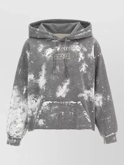 Mm6 Maison Margiela Numeric Signature Hooded Sweatshirt Front Pocket In Multi