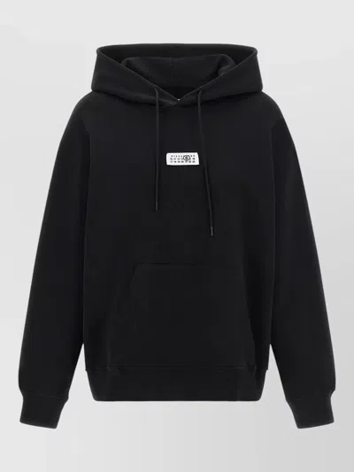 Mm6 Maison Margiela Numeric Signature Hooded Sweatshirt Kangaroo Pocket In Blue