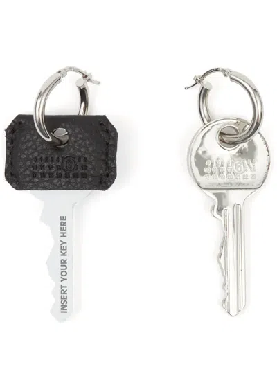 Mm6 Maison Margiela Numeric Signature Key Drop Earrings In Silver
