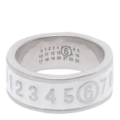 Mm6 Maison Margiela Numeric Signature Logo Ring In White