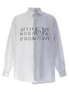 Mm6 Maison Margiela Asymmetrical Numerical Shirt In White/blue