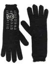 Mm6 Maison Margiela Dark Grey Numeric Signature Mm6 Gloves In Black