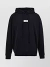 Mm6 Maison Margiela Mm6 By Maison Margiela Emblazoned Black Hoodie With Drawstring And Ribbed Finishes In Black