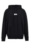 Mm6 Maison Margiela Mm6 By Maison Margiela Emblazoned Black Hoodie With Drawstring And Ribbed Finishes In Black