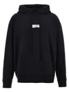 Mm6 Maison Margiela Mm6 By Maison Margiela Emblazoned Black Hoodie With Drawstring And Ribbed Finishes In Black