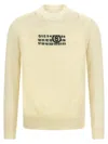 Mm6 Maison Margiela Crew Neck Distressed Graphic Print Sweater In Neutral