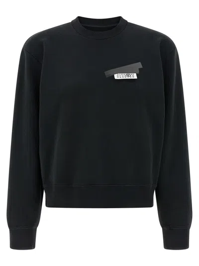 Mm6 Maison Margiela Mm6 By Maison Margiela Wool Taped Label Crewneck Sweater In Black