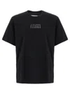 Mm6 Maison Margiela Mm6 By Maison Margiela Black Crewneck T-shirt With Front Print In Black