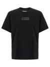 Mm6 Maison Margiela Mm6 By Maison Margiela Black Crewneck T-shirt With Front Print In Black