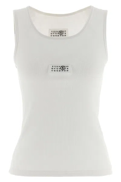 Mm6 Maison Margiela Plaque Sleeveless Tank Top In White
