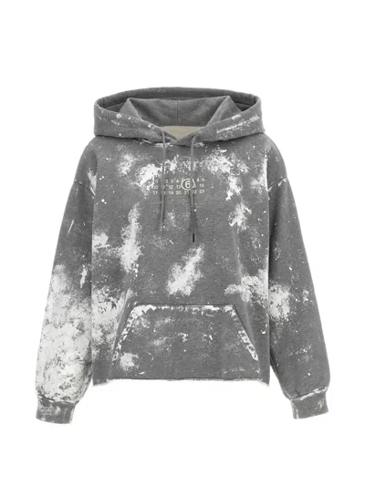 Mm6 Maison Margiela Numeric Signature Hooded Sweatshirt Front Pocket In Multi