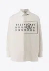 Mm6 Maison Margiela Numeric Signature Print Asymmetric Shirt In White