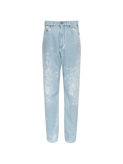 Mm6 Maison Margiela Numeric Signature Straight Jeans In Blue