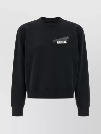 Mm6 Maison Margiela Mm6 By Maison Margiela Wool Taped Label Crewneck Sweater In Black