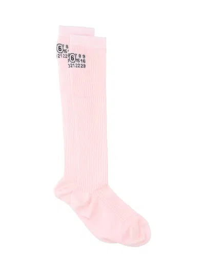 Mm6 Maison Margiela Logo-detail Socks In Pink
