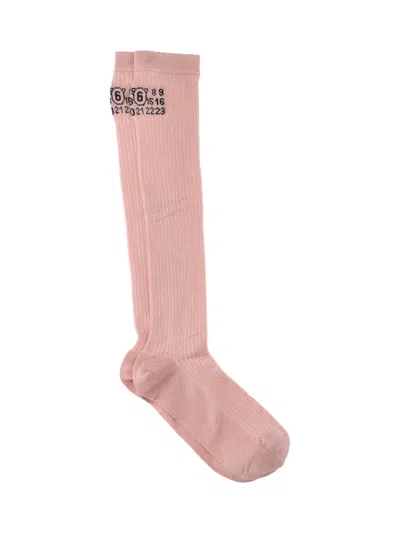 Mm6 Maison Margiela "numeric" Socks In Pink