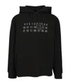 Mm6 Maison Margiela Numeric Print Black Hoodie With Front Kangaroo Pocket In Black