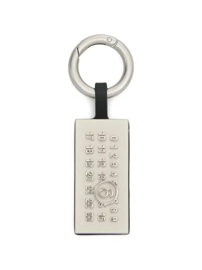 Mm6 Maison Margiela Numeric Tag Keyring In Silver