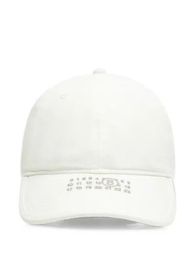 Mm6 Maison Margiela Numeric Washed Cotton Cap In White