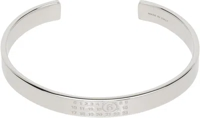 Mm6 Maison Margiela Numerical Minimal Signature Cuff Bracelet In Metallic