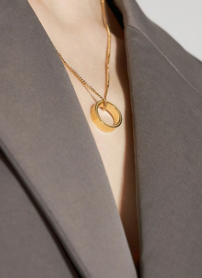 Mm6 Maison Margiela Numerical Minimal Signature Pendant Ring Necklace In Gold