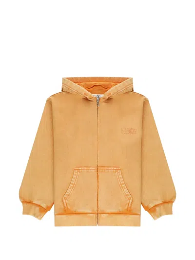 Mm6 Maison Margiela Kids' Numeric-embroidered Hoodie In Brown