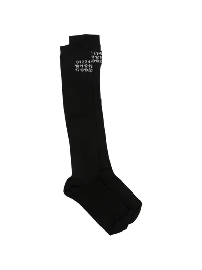 Mm6 Maison Margiela Numeric-logo Knee-high Socks In Black