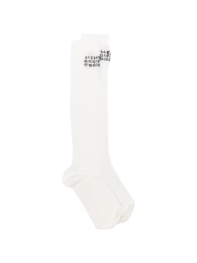 Mm6 Maison Margiela Numeric-logo Ribbed Socks In White