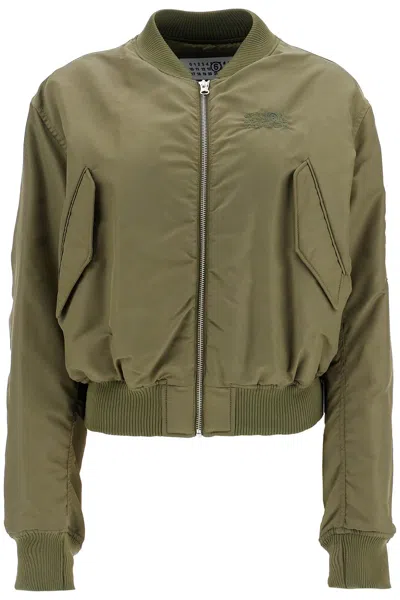 Mm6 Maison Margiela Nylon Bomber Jacket In Green