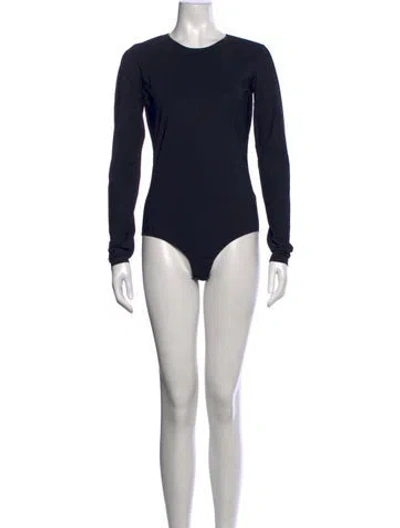 Pre-owned Mm6 Maison Margiela Nylon Crew Neck Bodysuit In Black