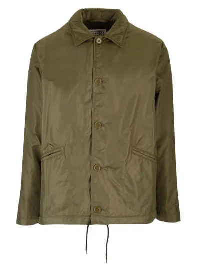 Mm6 Maison Margiela Nylon Jacket With Buttons Jackets Green