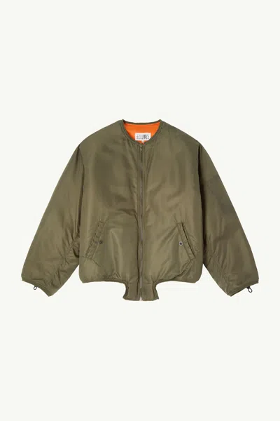 Mm6 Maison Margiela Nylon Jacket With Contrast Lining In Khaki