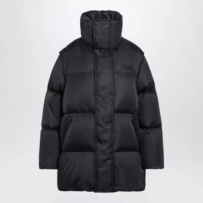 Mm6 Maison Margiela Nylon Puffer Jacket With Detachable Sleeves In Black