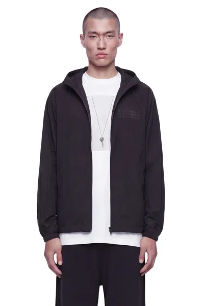 Mm6 Maison Margiela Nylon Windbreaker Jacket In Black