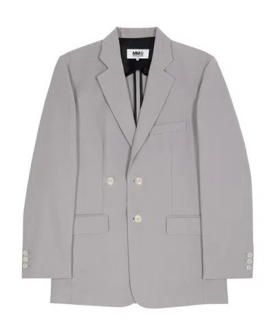 Mm6 Maison Margiela Off-centre Single-breasted Blazer In Gray