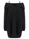 Mm6 Maison Margiela Mm6 By Maison Margiela Off-shoulder Black Sweatshirt Dress With Cozy Hood