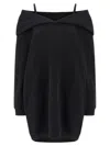 Mm6 Maison Margiela Mm6 By Maison Margiela Off-shoulder Black Sweatshirt Dress With Cozy Hood