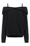 Mm6 Maison Margiela Mm6 By Maison Margiela Off-the-shoulder Cotton Sweatshirt In Black