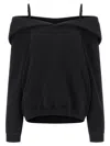 Mm6 Maison Margiela Mm6 By Maison Margiela Off-the-shoulder Cotton Sweatshirt In Black