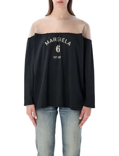 Mm6 Maison Margiela Essential Cotton T-shirt For Women In Black