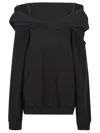Mm6 Maison Margiela Mm6 By Maison Margiela Off-the-shoulder Cotton Sweatshirt In Black