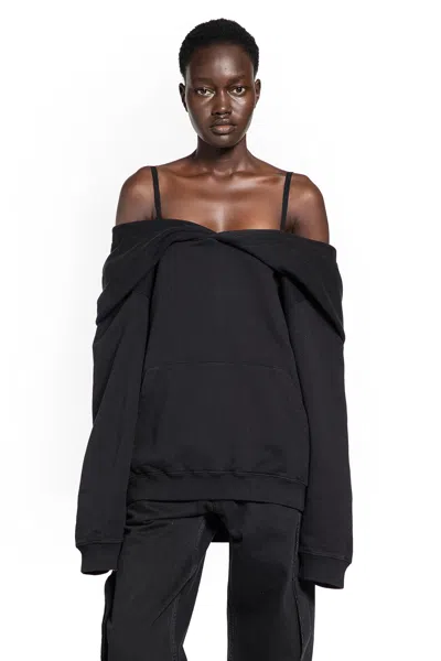 Mm6 Maison Margiela Off-the-shoulder Hoodie In Black