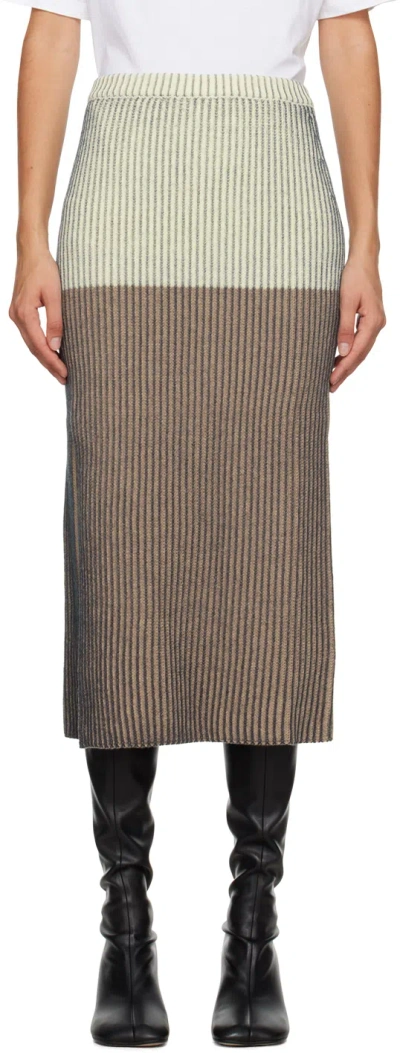 Mm6 Maison Margiela Off-white & Beige Vented Midi Skirt In Off White Beige