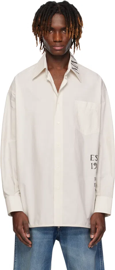 Mm6 Maison Margiela Off-white Asymmetric Striped Poplin Shirt In 001f Pinstripes Whit