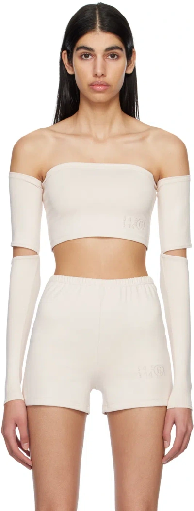 Mm6 Maison Margiela Off-white Bodycon T-shirt In 102 Off White